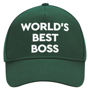 World's best boss, Adult Ultimate Hat GREEN, (100% COTTON DRILL, ADULT, UNISEX, ONE SIZE)