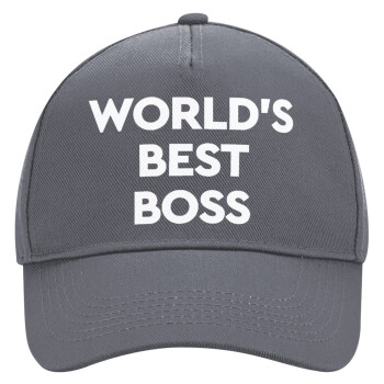 World's best boss, Ultimate Adult Hat Grey, (100% COTTON DRILL, ADULT, UNISEX, ONE SIZE)