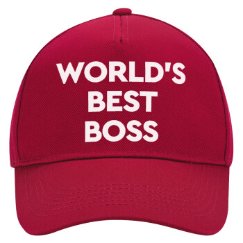 World's best boss, Adult Ultimate Hat RED, (100% COTTON DRILL, ADULT, UNISEX, ONE SIZE)