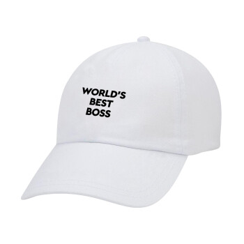 World's best boss, Καπέλο Ενηλίκων Baseball Λευκό 5-φύλλο (POLYESTER, ΕΝΗΛΙΚΩΝ, UNISEX, ONE SIZE)