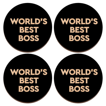 World's best boss, ΣΕΤ x4 Σουβέρ ξύλινα στρογγυλά plywood (9cm)