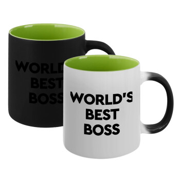 World's best boss, Κούπα Μαγική εσωτερικό πράσινο, κεραμική 330ml που αλλάζει χρώμα με το ζεστό ρόφημα (1 τεμάχιο)