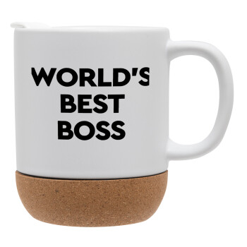 World's best boss, Κούπα, κεραμική με βάση φελού και καπάκι (ΜΑΤ), 330ml (1 τεμάχιο)