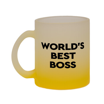World's best boss, Κούπα γυάλινη δίχρωμη με βάση το κίτρινο ματ, 330ml