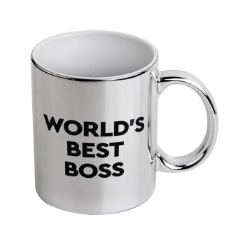 World's best boss, Mug ceramic, silver mirror, 330ml