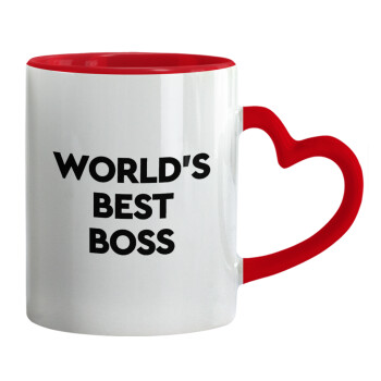 World's best boss, Mug heart red handle, ceramic, 330ml