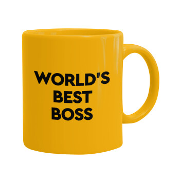 World's best boss, Ceramic coffee mug yellow, 330ml (1pcs)