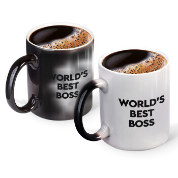 World's best boss, Color changing magic Mug, ceramic, 330ml when adding hot liquid inside, the black colour desappears (1 pcs)