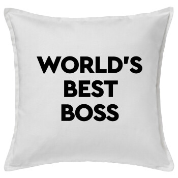 World's best boss, Μαξιλάρι καναπέ ΛΕΥΚΟ 100% βαμβάκι, περιέχεται το γέμισμα (50x50cm)