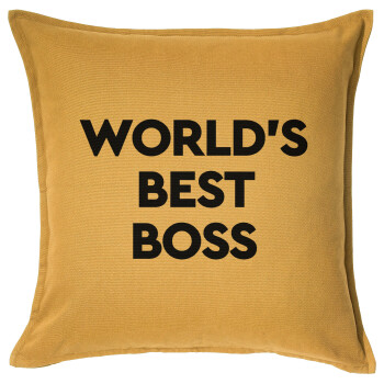 World's best boss, Sofa cushion YELLOW 50x50cm includes filling