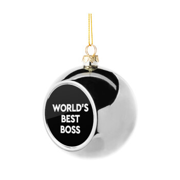 World's best boss, Silver 8cm Christmas tree ball ornament