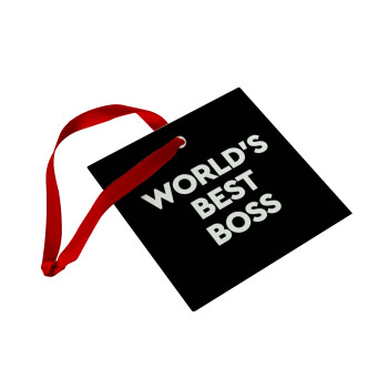 World's best boss, Christmas ornament, glass square ornament 9x9cm