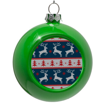 Deer knitted blue, Green Christmas tree ornament bauble 8cm