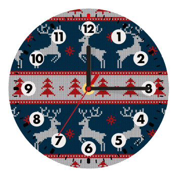 Deer knitted blue, Wooden wall clock (20cm)