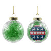 Transparent Christmas tree ball ornament with green filling 8cm