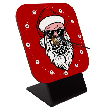 Santa wear mask, Quartz Wooden table clock with hands (10cm)