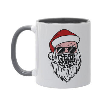 Santa wear mask, Mug colored grey, ceramic, 330ml