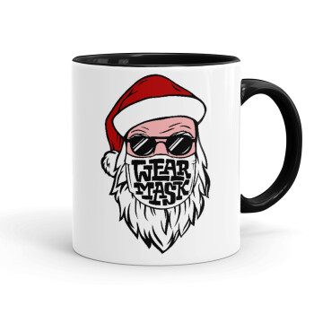 Santa wear mask, Mug colored black, ceramic, 330ml