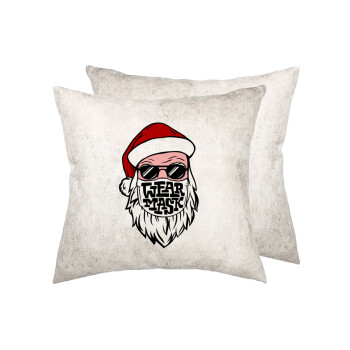 Santa wear mask, Μαξιλάρι καναπέ Δερματίνη Γκρι 40x40cm με γέμισμα