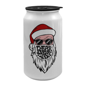 Santa wear mask, Κούπα ταξιδιού μεταλλική με καπάκι (tin-can) 500ml