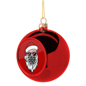 Santa wear mask, Christmas tree ball Red 8cm