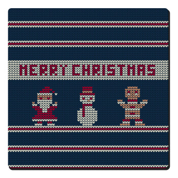 Merry christmas knitted, Τετράγωνο μαγνητάκι ξύλινο 6x6cm