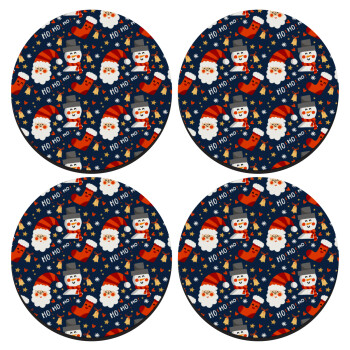 Santa ho ho ho, SET of 4 round wooden coasters (9cm)