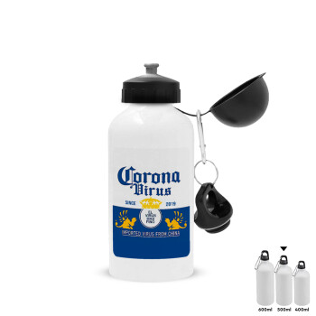 Corona virus, Metal water bottle, White, aluminum 500ml