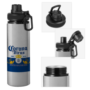 Corona virus, Metallic water bottle with safety cap, 850ml aluminum