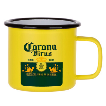 Corona virus, Metallic enamel MATT Yellow cup 360ml