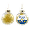 Transparent Christmas tree ball ornament with gold filling 8cm