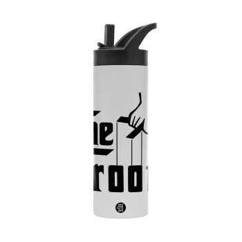 The Groom, Metallic thermos bottle with straw & handle, stainless steel (Stainless steel 304), double-walled, 600ml.