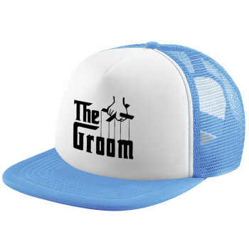 The Groom, Child's Soft Trucker Hat with Blue/White Mesh (POLYESTER, CHILD, ONE SIZE)