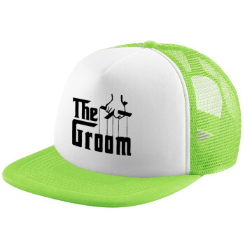 The Groom, Child's Soft Trucker Hat with Green/White Mesh (POLYESTER, CHILDREN'S, ONE SIZE)