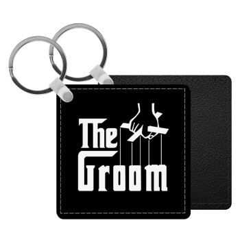 The Groom, Μπρελόκ Δερματίνη, τετράγωνο ΜΑΥΡΟ (5x5cm)