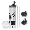 Travel Tumbler 2 Lids, with metal straw & cleaning brush (Stainless steel 304 Food grade, BPA free, 600ml)