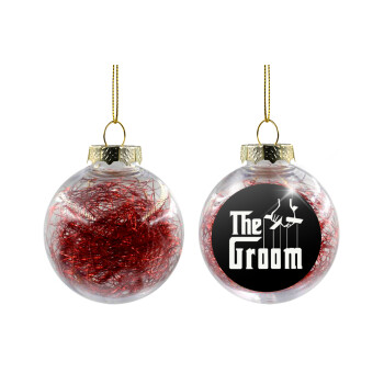 The Groom, Transparent Christmas tree ball ornament with red filling 8cm