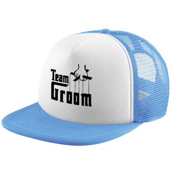 Team Groom, Καπέλο παιδικό Soft Trucker με Δίχτυ ΓΑΛΑΖΙΟ/ΛΕΥΚΟ (POLYESTER, ΠΑΙΔΙΚΟ, ONE SIZE)