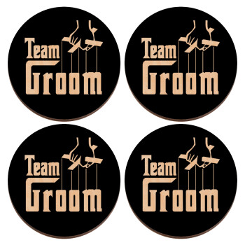 Team Groom, ΣΕΤ x4 Σουβέρ ξύλινα στρογγυλά plywood (9cm)