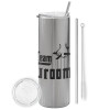 Eco friendly stainless steel Silver tumbler 600ml, with metal straw & cleaning brush