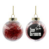 Transparent Christmas tree ball ornament with red filling 8cm