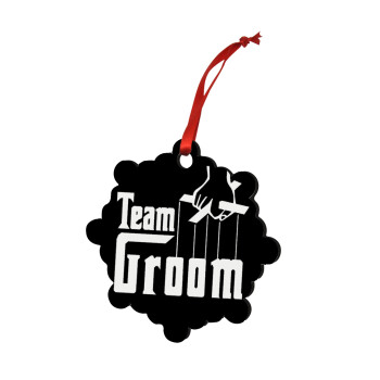 Team Groom, Στολίδι Χριστουγεννιάτικο στολίδι snowflake ξύλινο 7.5cm