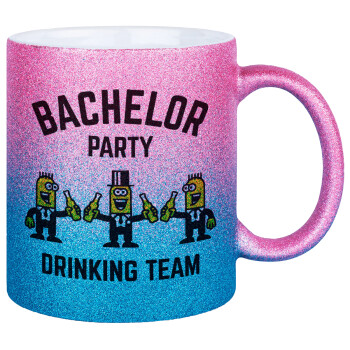 Bachelor Party Drinking Team, Κούπα Χρυσή/Μπλε Glitter, κεραμική, 330ml