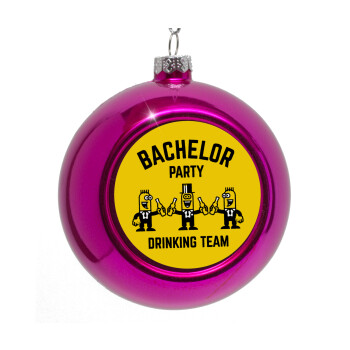 Bachelor Party Drinking Team, Purple Christmas tree ornament bauble 8cm