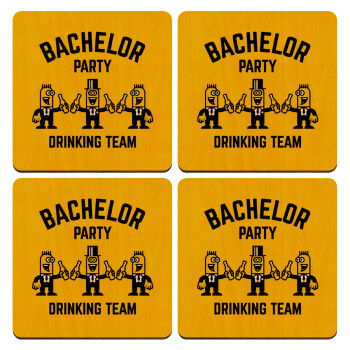 Bachelor Party Drinking Team, ΣΕΤ x4 Σουβέρ ξύλινα τετράγωνα plywood (9cm)