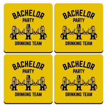 Bachelor Party Drinking Team, ΣΕΤ 4 Σουβέρ ξύλινα τετράγωνα (9cm)
