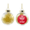 Transparent Christmas tree ball ornament with gold filling 8cm