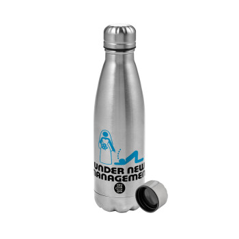 Under new Management, Metallic water bottle, stainless steel, 750ml