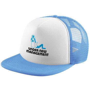 Under new Management, Child's Soft Trucker Hat with Blue/White Mesh (POLYESTER, CHILD, ONE SIZE)