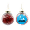 Transparent Christmas tree ball ornament with red filling 8cm